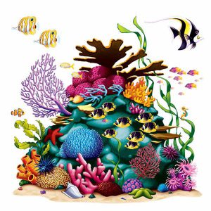 Wanddeko Korallenriff mit Fischen 4-tlg.